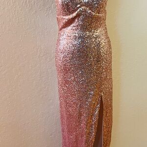 B. Smart Strapless‎ Pink Sequin Dress